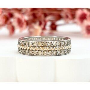 Wedding Band | Stackable Sterling Silver Vintage Double Row Ring - sz 8